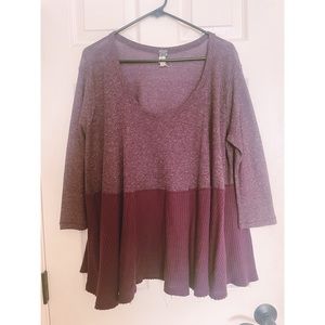 Free People waffle knit 3/4 sleeve top